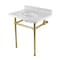 Kingston Brass 30 Console Sink with Brass Legs 8Inch, 3 Hole, Marble WhiteBrushed Brass KVBH3022M87 - alternate 1
